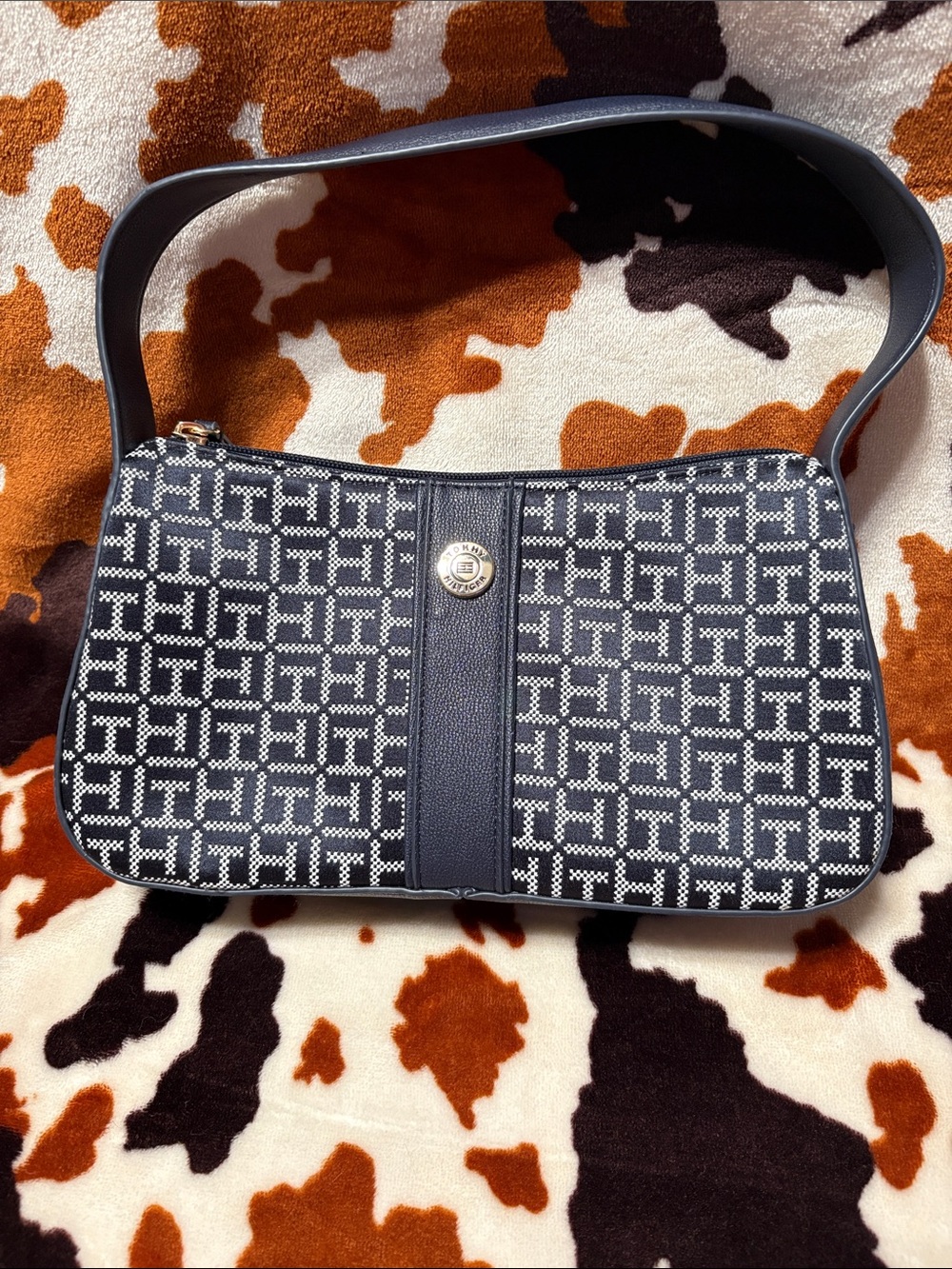 Tommy Hilfiger Navy & White Monogram Arm Bag